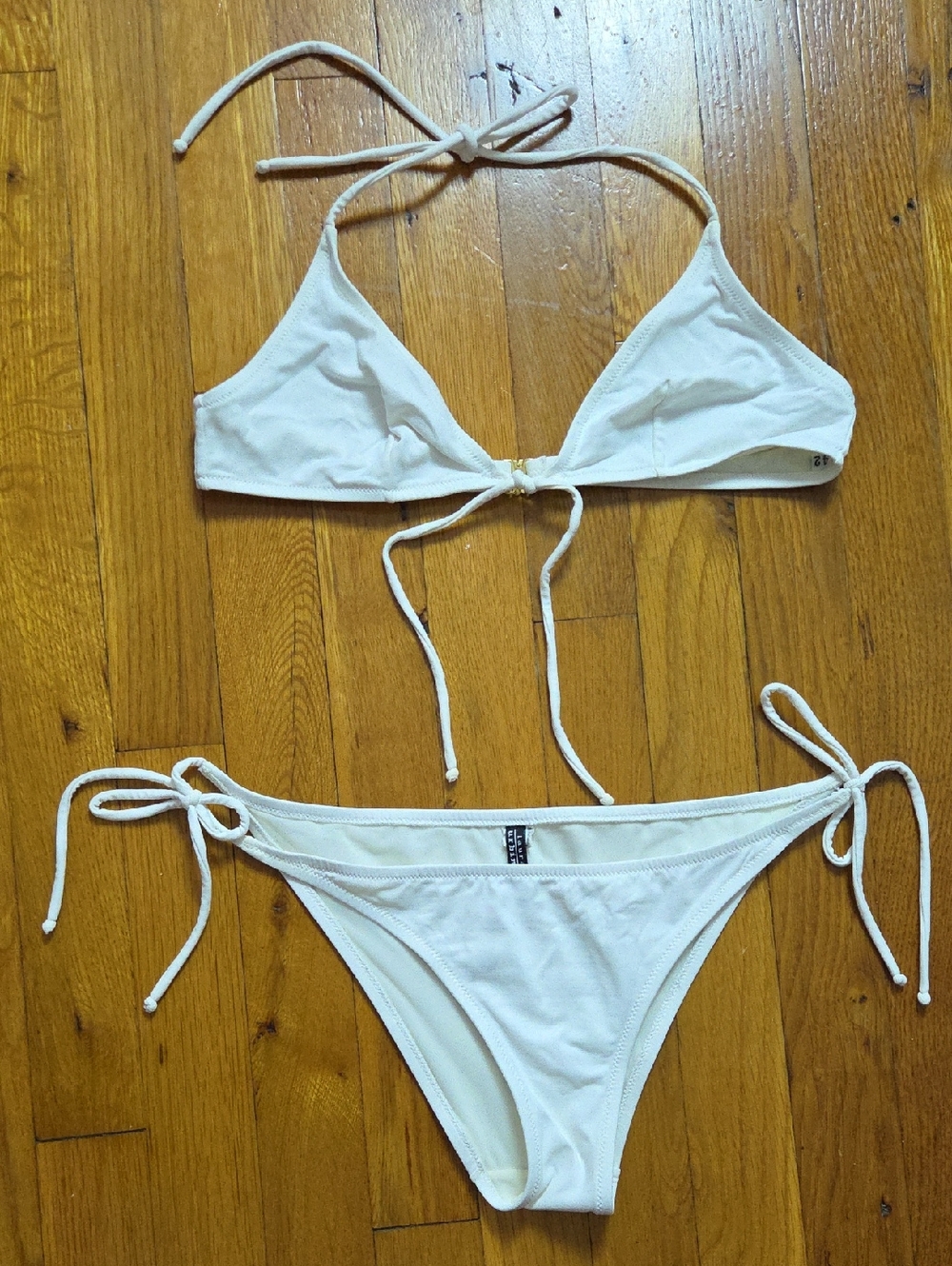 White Tie-Side Triangle Bikini Set